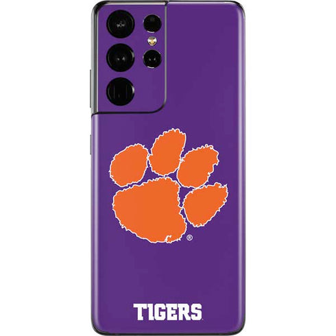Clemson University Tiger Print Purple Galaxy S21 Ultra 5G Skin